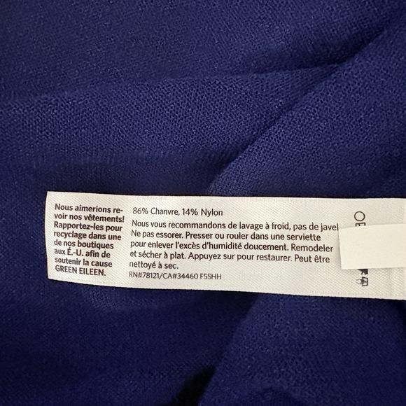 Eileen Fisher Cardigan Womens XL Navy Waterfall Sheer Open Front Hemp Quiet Luxe - Picture 6 of 6